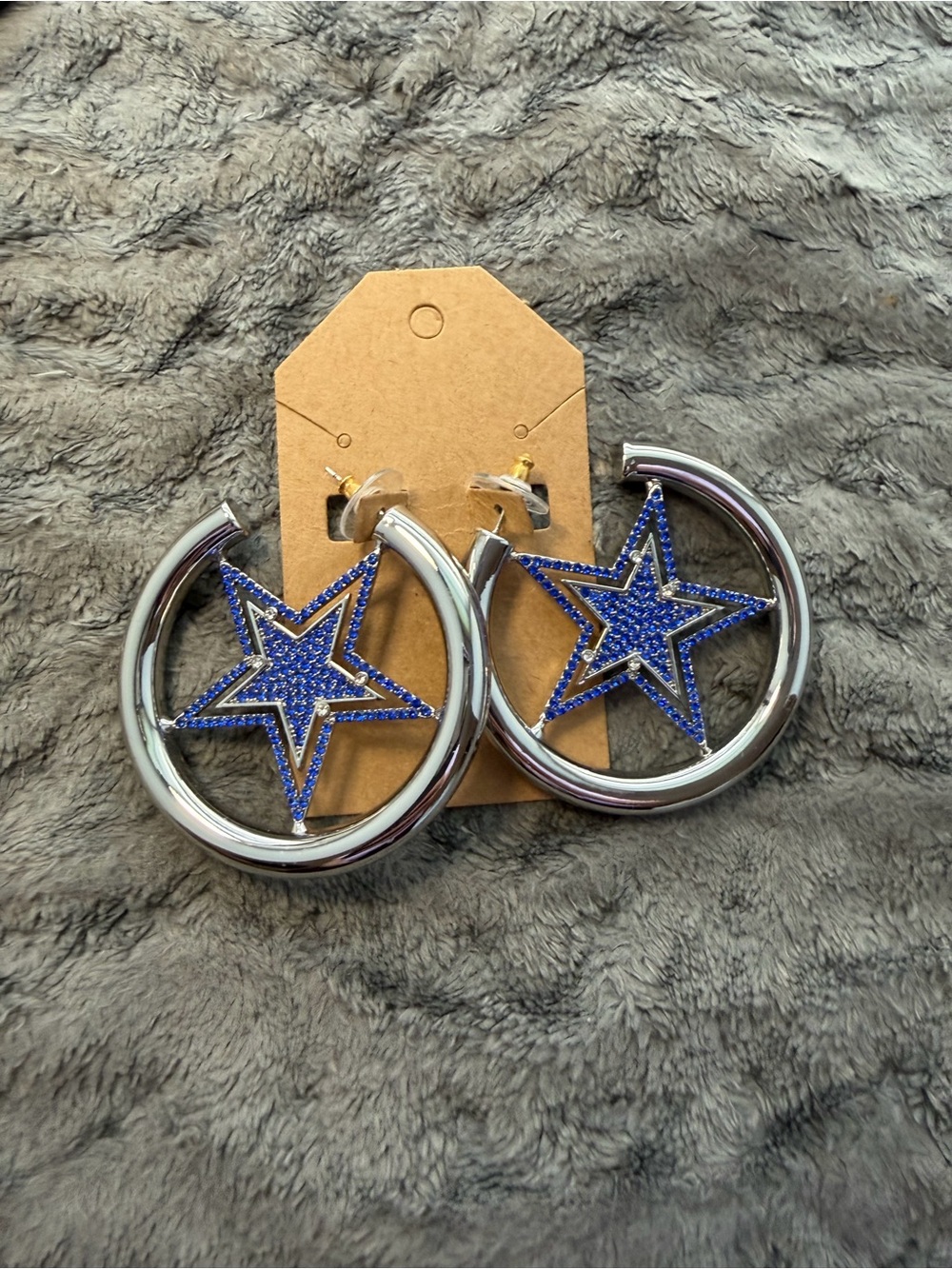 BaubleBar Dallas Cowboy Blue Star Hoop Earrings - Silver
